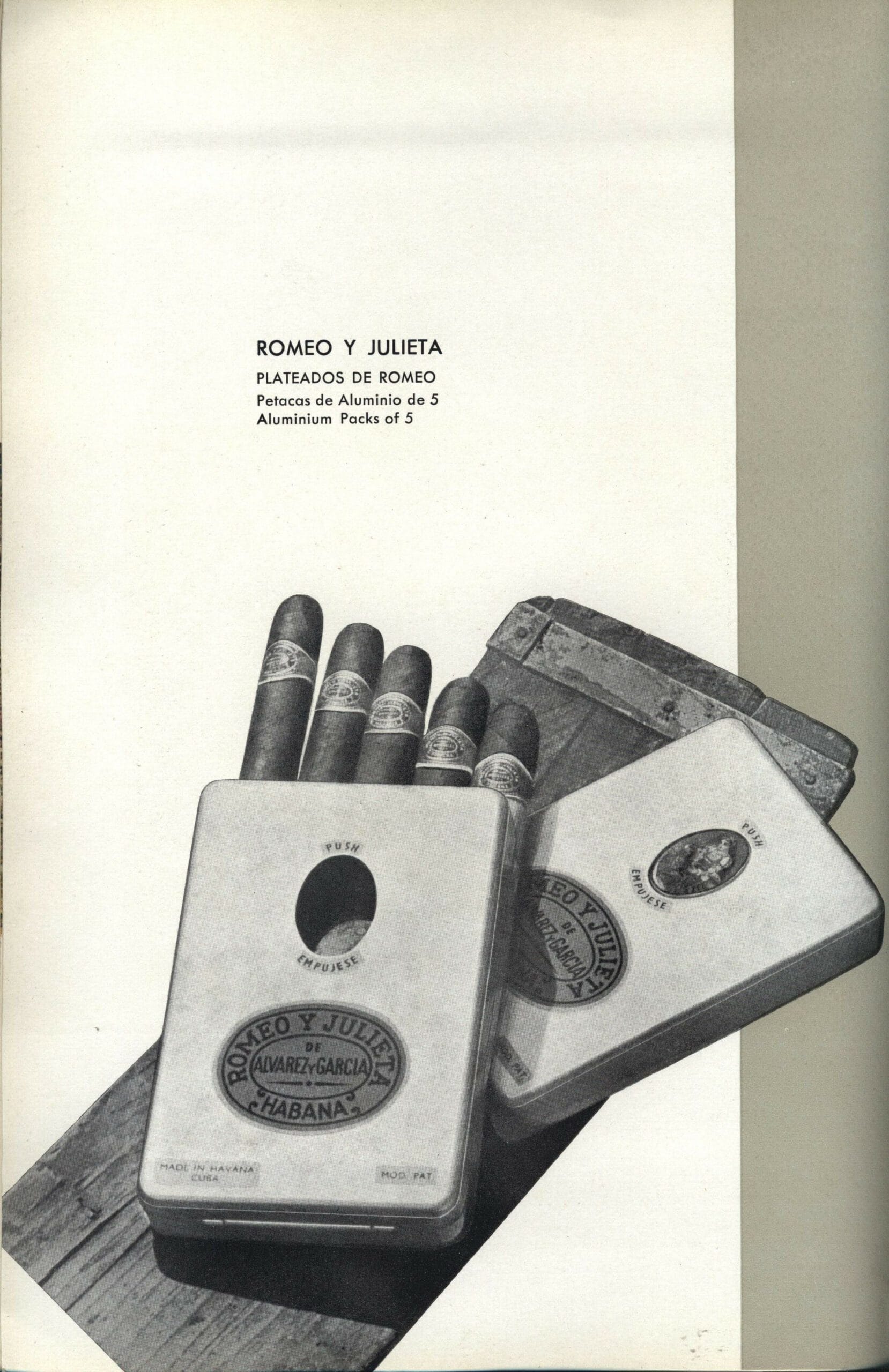 ROMEO & JULIETA - Plateados de Romeo - Aluminium pack - 1962 Cubatabaco